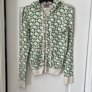 Juicy couture Green and Cream Patterned Hoodie, L